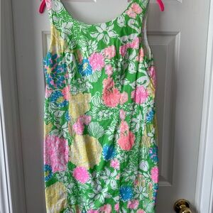 Lilly Pulitzer Cathy Shift Dress Dobby cotton Hibiscus Stroll